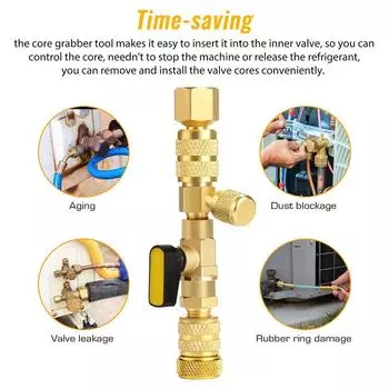 Набор инструментов для снятия сердечника клапана с двойным размером порта 1/4 и 5/16 для инструмента для разборки автомобиля с системой HVAC R410a или R22 M9E3