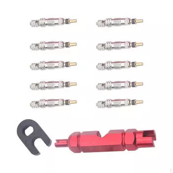 Набор инструментов для снятия сердечников клапанов велосипеда, 10 шт., латунные сердечники, профессиональные, прочные красный