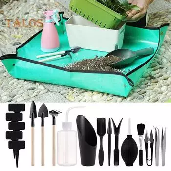 Набор инструментов для суккулентов, коврик для пересадки комнатных растений с сумкой для хранения, водонепроницаемые миниатюрные ручные инструменты для суккулентов, принадлежности для пересадки растений 20PCS