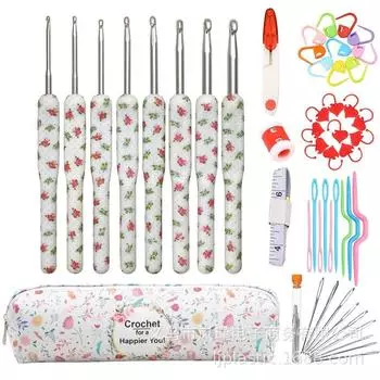 Набор инструментов для вязания, 8 сломанных цветочных ручек, мультиаксессуары, кнопка с изображением любви, синяя и белая сумка для сбора сломанных цветов None