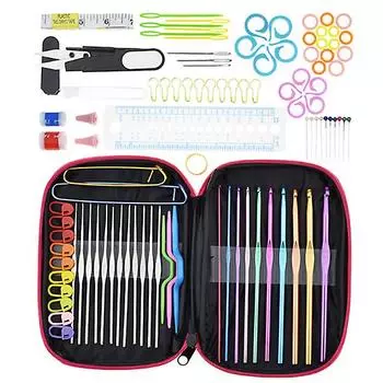 Набор инструментов для вязания крючком, многоцветный набор инструментов для вязания, содержит 100 предметов DIY-гаджетов