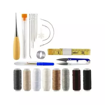 Набор инструментов для вышивки нитками для кожи, ручной швейный наперсток, нитевдеватель, самодельный дырокол для начинающих