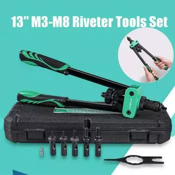 Набор инструментов для заклепочников M3-M8, 13 дюймов, пистолеты для заклепочников, набор для ручных клепаний с гайками, вставка для заклепок, аксессуары для заклепок, наборы ручных инструментов «сделай сам», инструмент для ремонта