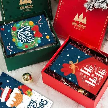 Набор из 100 поздравительных открыток в винтажном стиле - красный/зеленый, идеально подходит для упаковки подарков и праздничного декора Style 1