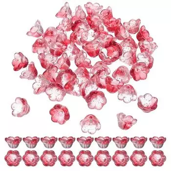 Набор из 100 стеклянных бусин-цветов uxcell для изготовления украшений, россыпью, прозрачно-розовый