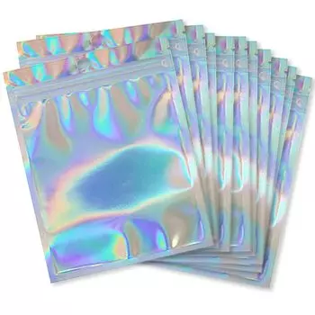 Набор из 100 сумок для хранения Shttown Aurora Chuck Bag с большой емкостью на молнии, стильная упаковка, радужная прозрачная x (10 15см)