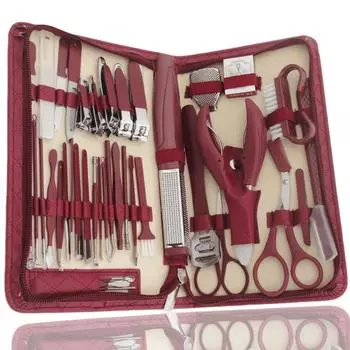 Набор из 10-42 инструментов для кусачек для ногтей, маникюрный инструмент для педикюра, триммер для бровей, средства по уходу за лицом, инструменты для ухода за руками и ногами красный