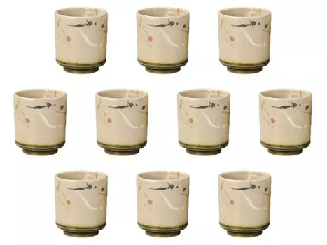 Набор из 10 чайных чашек Ясичида Орибэ Большие x см Чайные чашки Керамика Сэтомонохонпо [7.6 8.7 (250 куб.см)] (Фаянсовая посуда)