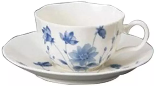 Набор из 10 чашек и блюдец NB Blue Flower Coffee Bowl Dish x 9 xx Столовая посуда в западном стиле для кафе и ресторана [11,5 x 5,5 см x 15,2 x 2,3 см]...