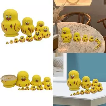 Набор из 10 деревянных матрешек-уточек, расписанных вручную, русская матрешка, игрушка для детей, настольные аксессуары, украшение для дома