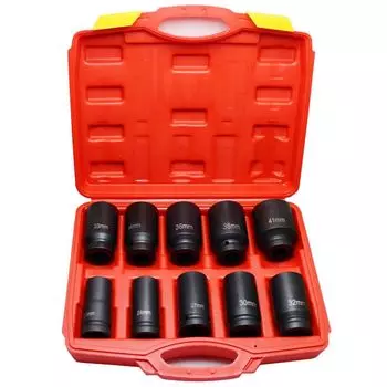 Набор из 10 глубоких шестигранных ударных головок с гайкой-контргайкой, дюймовый привод с футляром для хранения инструментов для самостоятельного обслуживания 3/4 22/24/27/30/32/33/34/36/38/41 мм