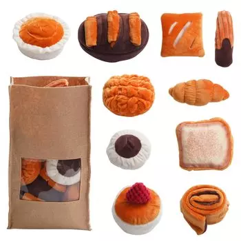 Набор из 10 игрушек Nocciola для собак в форме хлеба и шуршащие и скрипучие звуки, которые сделают вашу собаку прочной. Мягкие игрушки для собак, идеально подходящие для драк.