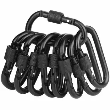 Набор из 10 карабинов Bonpri Duralumin Travel Carabiner Брелок для ключей D-типа Функция винтовой блокировки предотвращает падение