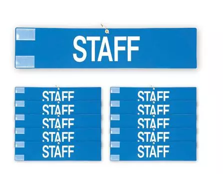 Набор из 10 нарукавных повязок для персонала, сделано в Японии, с липучкой и булавкой для мероприятий в школе STAFF (синий)