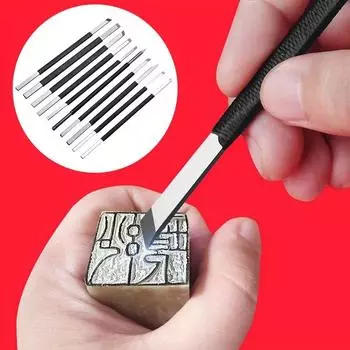 Набор из 10 ножей для резки печатей, инструменты для резьбы по камню из углеродистой стали, инструменты для резьбы по камню, резьбы по дереву, резьбы по нефриту, инструменты для скульптуры чёрный