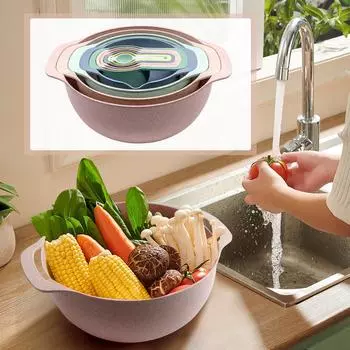 Набор из 10 пластиковых мисок для смешивания с мерной ложкой, красочные сервировочные миски для кухни, идеально подходят для выпечки, приготовления блюд, мисок для раскладывания One Size