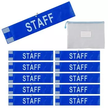 Набор из 10 повязок Webirth для использования с надписью STAFF Легко фиксируется с помощью липучки и булавки Поставляется с сумкой для хранения Посох японского стандарта [Готово