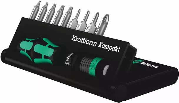 Набор из 10 предметов: ручка-отвертка и биты WERA craft foam compact с футляром 135942