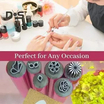 Набор из 10 ручек для дизайна ногтей, набор ручек для дизайна ногтей, легко чистить, инструменты для нанесения точек на ногти, цветочные геометрические узоры, портативный дизайн ногтей своими руками 10 pcs розовый