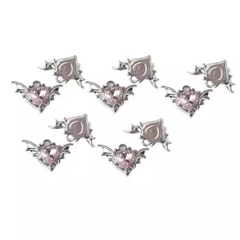 Набор из 10 шармов в виде сердца с крыльями летучей мыши для ожерелья, браслета, циркониевые подвески, аксессуары для бижутерии ручной работы для любителей рукоделия F