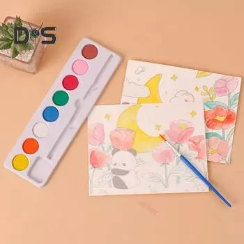 Набор из 10 шт. акварельных красок для детей, 8 цветов, акварельные краски с кисточкой, смываемые краски, художественные принадлежности для школы, класса, путешествий 10pcs