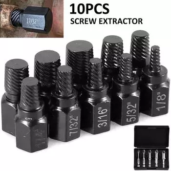 Набор из 10 шт. для извлечения винтов, набор из легированной стали, набор для извлечения поврежденных винтов, металлические сверла Easy Out, инструмент для извлечения сломанных болтов и шпилек Multi-Spline