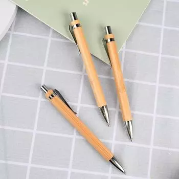 Набор из 10 шт., шариковая ручка из бамбукового дерева, наконечник 1,0 мм, синие, черные чернила, офисные, школьные канцелярские принадлежности, бизнес-зажим, шариковая ручка для подписи