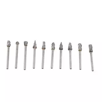 Набор из 10 твердосплавных фрез из легированной вольфрамовой стали высокой твердости, широкое применение для резьбы по дереву Dremel