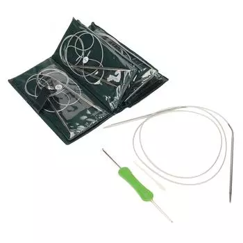 Набор из 11 круговых спиц длиной 120 см. Удобные спицы с ручкой для вязания шапок своими руками.