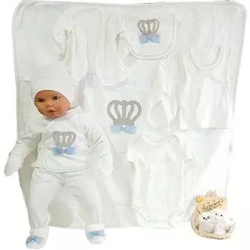 Набор из 11 предметов с голубой бабочкой и короной для мальчика в больнице