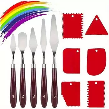 Набор из 11 профессиональных мастихинов из нержавеющей стали для акриловой, масляной, акварельной живописи и росписи по камню 11PCS