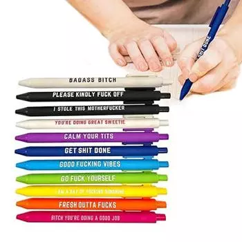 Набор из 11 шариковых ручек, ручка для подписи, забавная текстовая ручка, нейтральная ручка