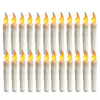 Набор из 12/24 светодиодных конических свечей на батарейках, мерцающий свет, беспламенные поддельные свечи для рождественской домашней церковной вечеринки, свадьбы