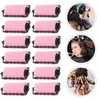 Набор из 12 бигуди для волос без нагрева, бигуди для завивки волос своими руками для женщин, губчатые бигуди для волос, парикмахерские бигуди для укладки волос из пены, салонная завивка волос без нагрева 12pcs розовый