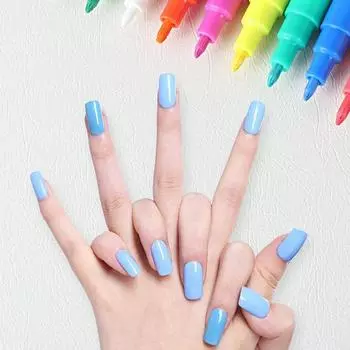 Набор из 12 цветных ручек для нейл-арта своими руками, быстросохнущие акриловые краски, маркеры для быстрых граффити-рисунков, двухсторонние ручки для ногтей для домашнего салона A