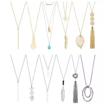 Набор из 12 длинных ожерелий с подвеской Y, ожерелье с кисточками для женщин One Size белый