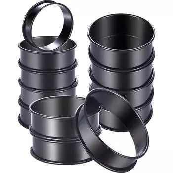 Набор из 12 форм для тартов с антипригарным покрытием, формы для крампетов из нержавеющей стали, формы для английских маффинов, многоцелевые формы для выпечки