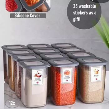 Набор из 12 контейнеров для хранения продуктов большого размера - 12x1200 мл
