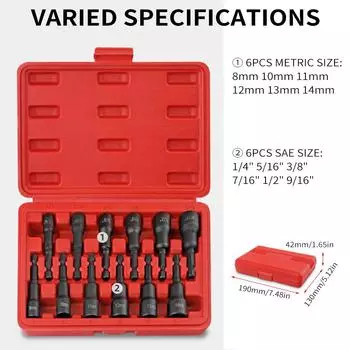 Набор из 12 магнитных гаечных отверток, ударная отвертка из хромованадиевой стали, шестигранная гайка, сверло Master 0 красный