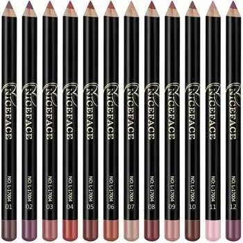 Набор из 12 матовых карандашей для губ, стойкий, водостойкий, гладкий, натуральный, профессиональный набор карандашей для губ для макияжа для женщин