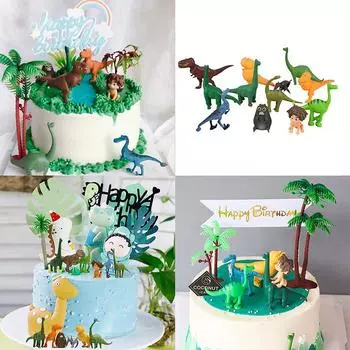 Набор из 12 мини-фигурок динозавров, топперы для торта с динозаврами для детской вечеринки
