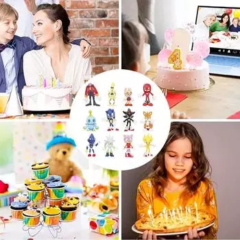 Набор из 12 мини-фигурок Соника для вечеринки в стиле детского душа или дня рождения