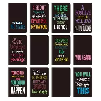 Набор из 12 мотивирующих блокнотов, маленькие карманные вдохновляющие цитаты, блокноты для детей, студентов, учителей, школьные принадлежности One Size