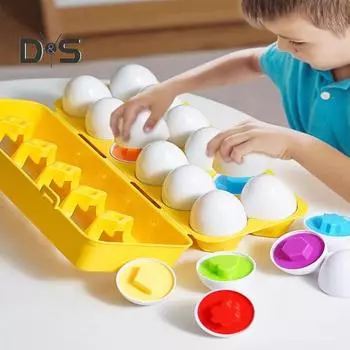 Набор из 12 парных яиц для малышей, сортировщик с распознаванием цветов и чисел, развивающие игрушки для развития мелкой моторики, обучающая игра STEM, подарок E