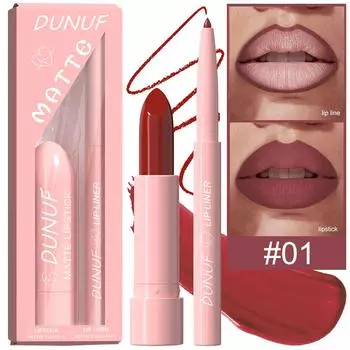 Набор из 12 помад-карандашей для губ DUNUF, подходит для новичков, отбеливает, универсален, не выцветает, матирует и увлажняет, многофункциональная палитра для макияжа 01