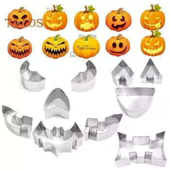 Набор из 12 предметов для резьбы по тыкве. Трафареты из нержавеющей стали. Украшения на Хэллоуин. Простые в использовании инструменты для самостоятельной резьбы по тыквенным фонарям для арт-вечеринки. 12pcs