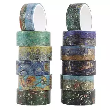 Набор из 12 рулонов ленты Васи, серия Ван Гог, декоративная бумага для поделок, подарочная упаковка, скрапбукинг