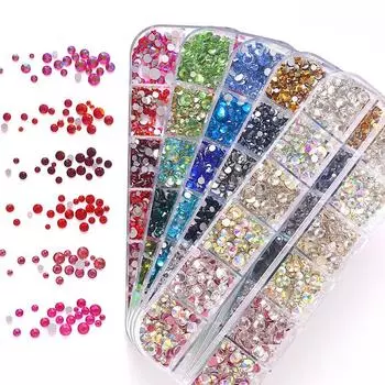 Набор из 12 сеток страз, украшения для дизайна ногтей, бриллианты с плоским дном, наклейки для лица с бриллиантами, одежда своими руками, декоративные украшения с бриллиантами, аксессуары