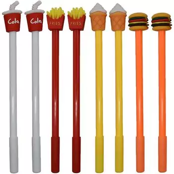 Набор из 12 шариковых ручек Maydahui Cute Hamburger Potato Cola с черными чернилами, стильная шариковая ручка с гелем для еды, симпатичные канцелярские принадлежности для детей и студентов, подарок