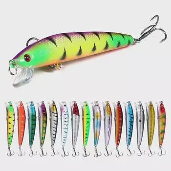 Набор из 15 цветных рыболовных приманок в виде парящих воблеров-минноу, 9,5 см, пластик Xige Micro-Minnow Bionic.